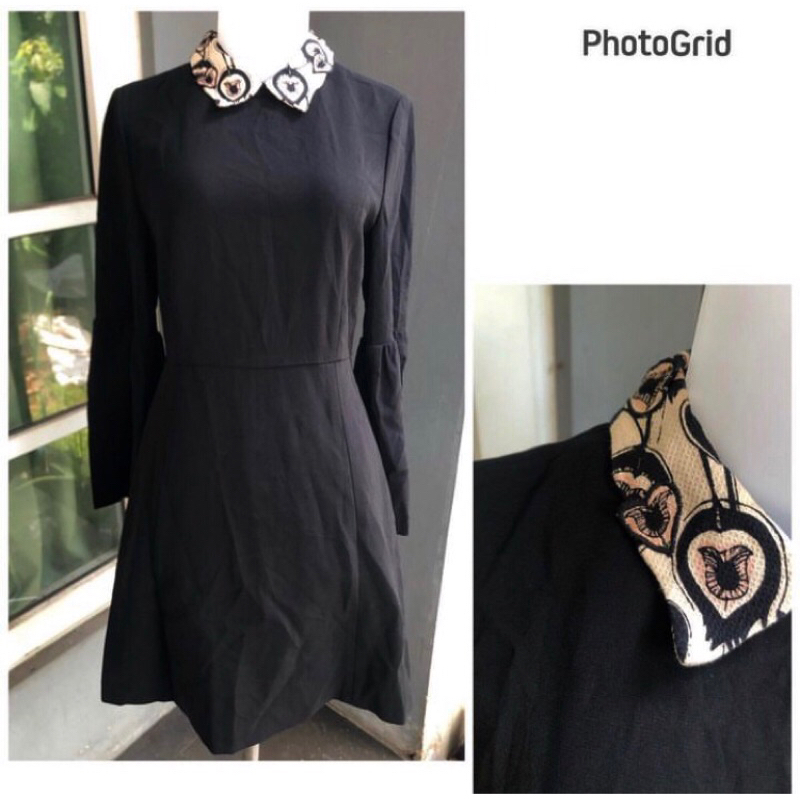 dress wanita hitam kerah batik