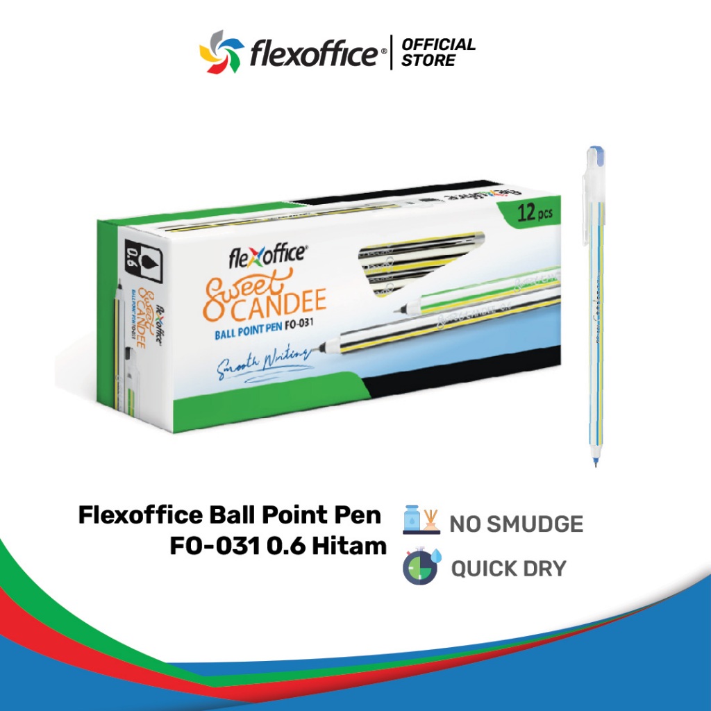 

FlexOffice Ball Point Pen FO-031 0.6 Hitam 12 Pcs/Box