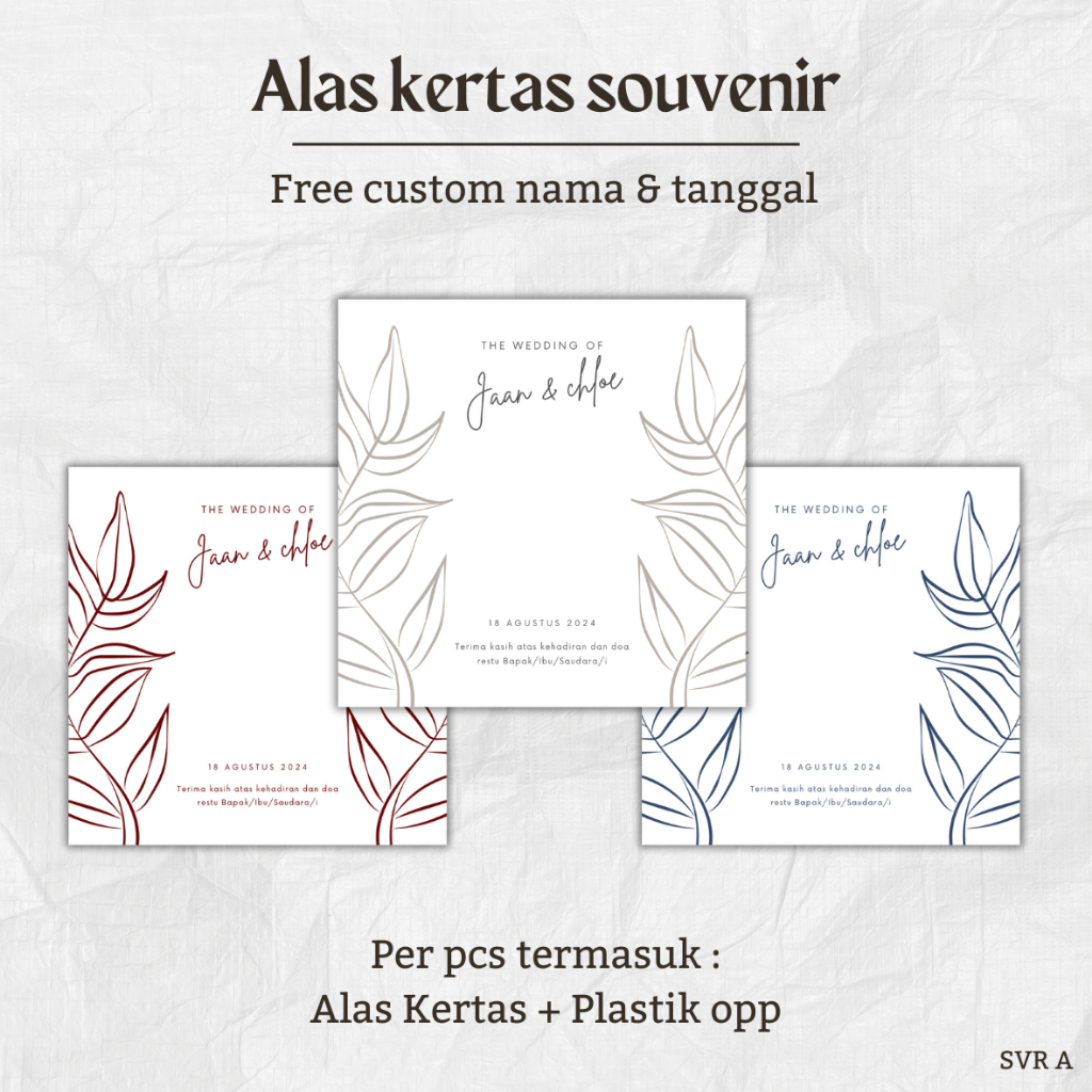 

SVR A | Alas kertas souvenir | Packaging Souvenir | Custom Nama