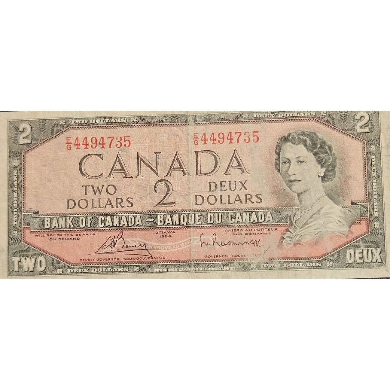 Uang Asing Negara Canada 2 Dollar Ottawa Tahun 1954 Kondisi KERTAS Renyah BAGUS DIJAMIN ORIGINAL 100