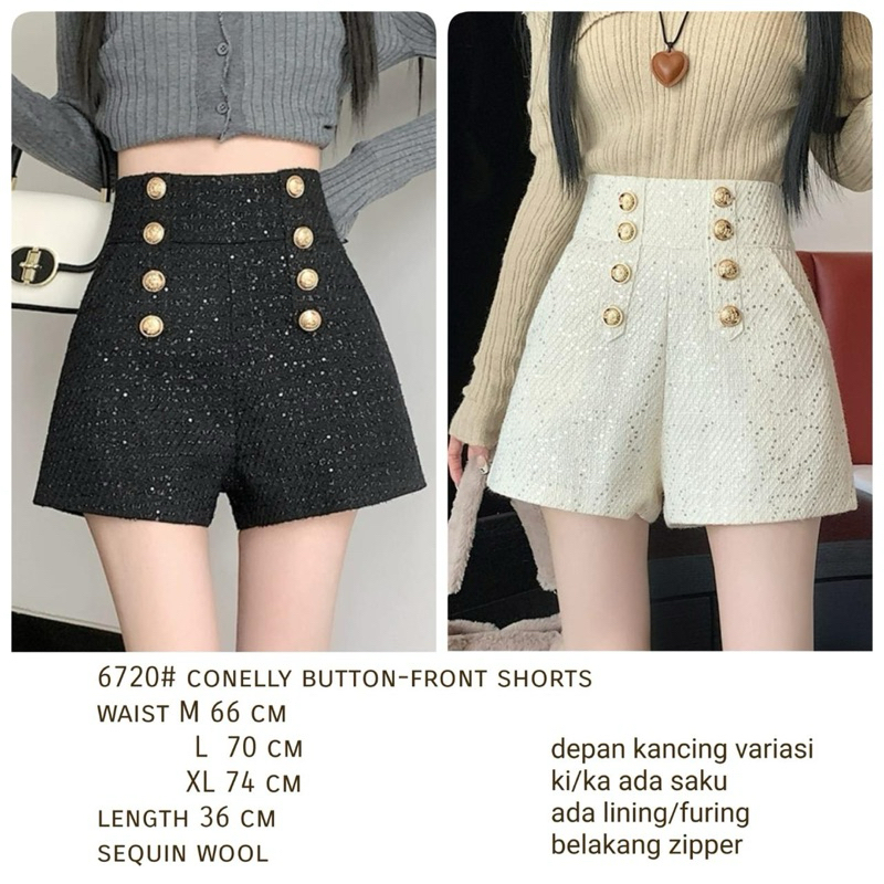 Celana pendek Conelly Button-Front Shorts TM 6720 bawahan wanita import model korean fashion cewek s