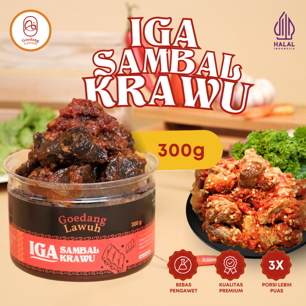 

Iga Sambal Krawu 300gr, Lauk Instan Siap Makan, Goedang Lawuh