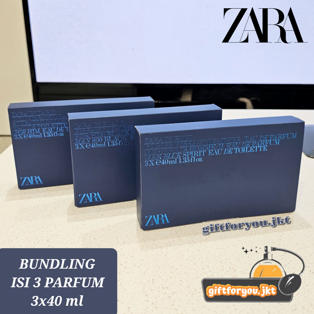 Parfum Zara Set Isi 3 Botol : In Blue / In Black / In Dark 3x40 ml Original Man Perfume Cowok Laki L