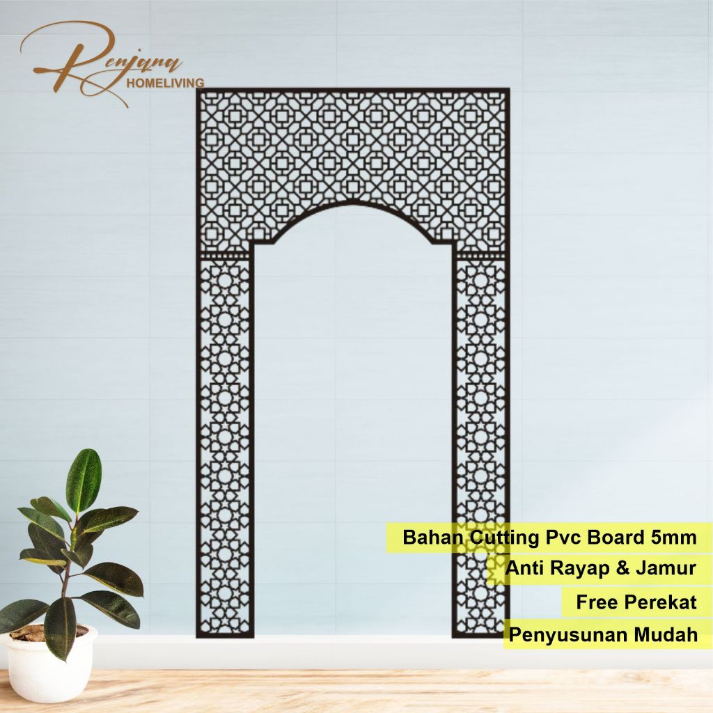 Renjana hiasan dinding mihrab mushola rumah minimalis pvc M13