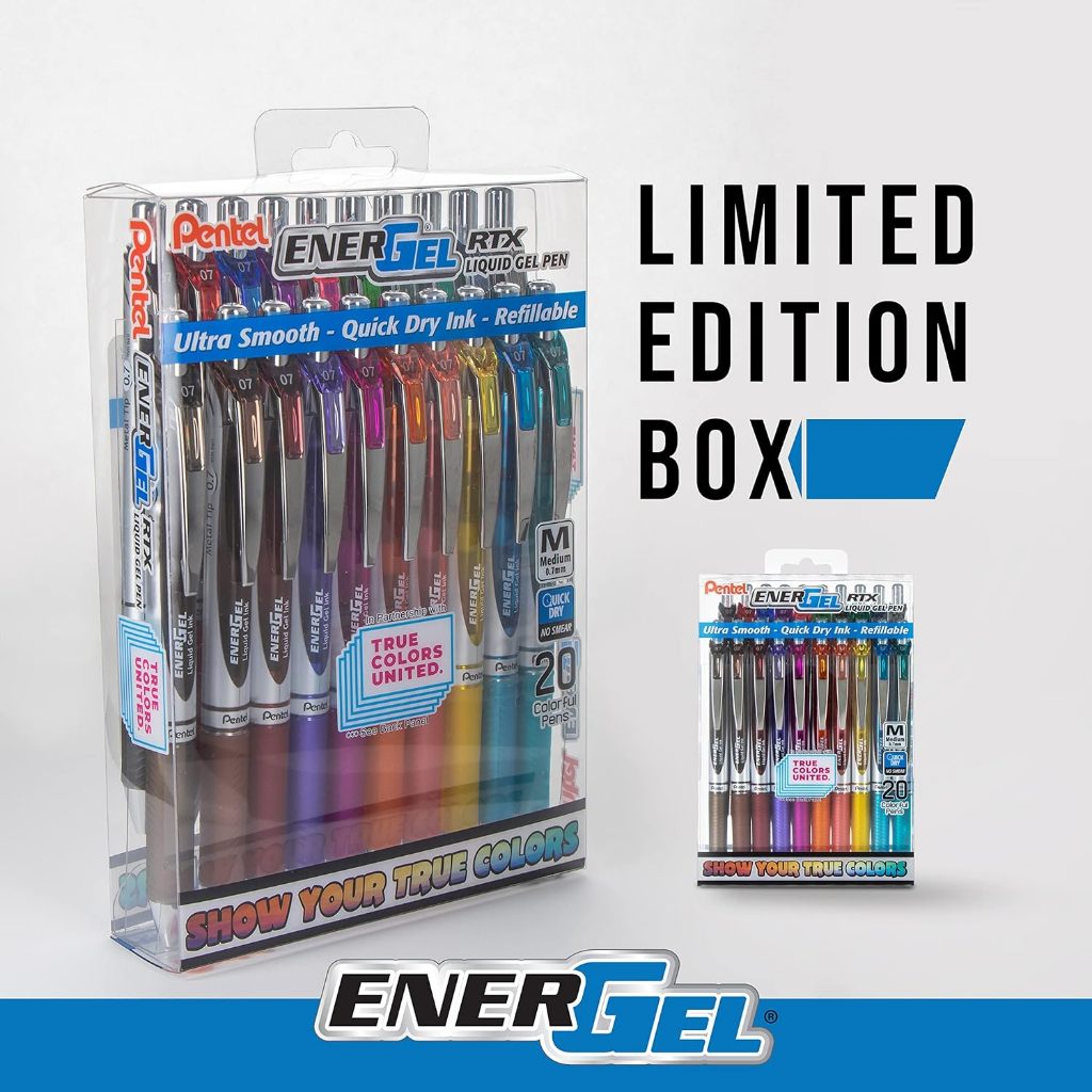 

Pentel EnerGel RTX True Colors United 0.7mm Medium Line 20 Pack Box