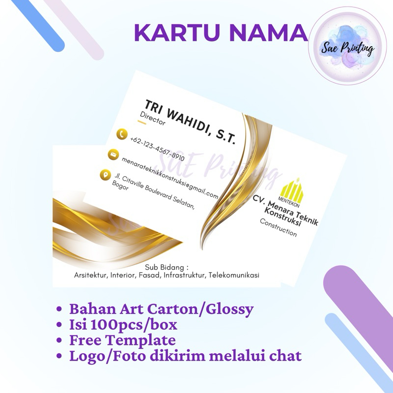 

Kartu Nama / Tanda Pengenal / Kartu Ucapan