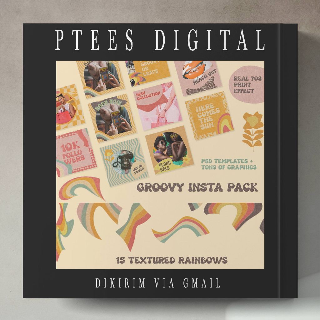 PD0215 - Groovy Textured Instagram Pack - PSD TEMPLATE - AI - JPG - EPS - PNG - SVG