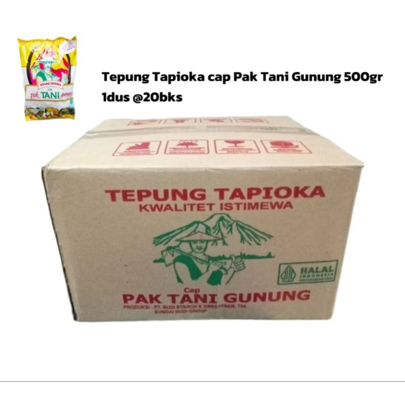 

Tepung Tapioka Sagu Cap Pak Tani Gunung 500gr 1 dus