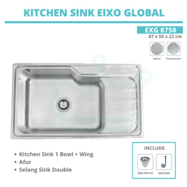 Kitchen Sink Stainless Steel EIXO Global EXG 8750 Big Bowl