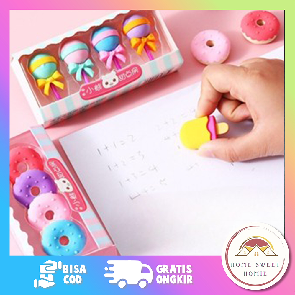 

Penghapus Lucu Eraser Ice Cream Penghapus Set 4 In 1 Model Cute/Penghapus Pensil Penghapus Set 4 In