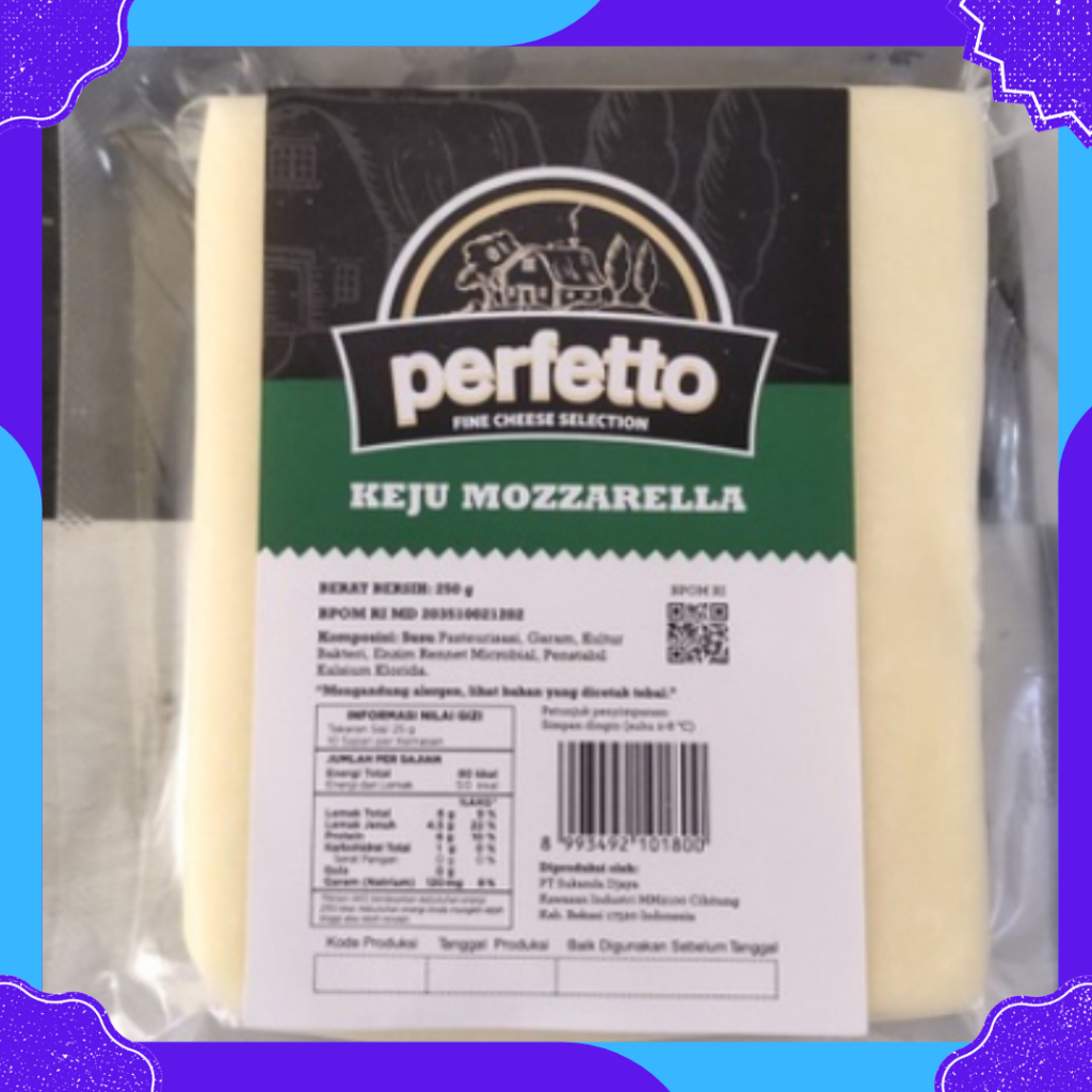 

Keju Mozarella Asli Perfetto 250 GramEnak Lumer Halal Meleleh Corndog