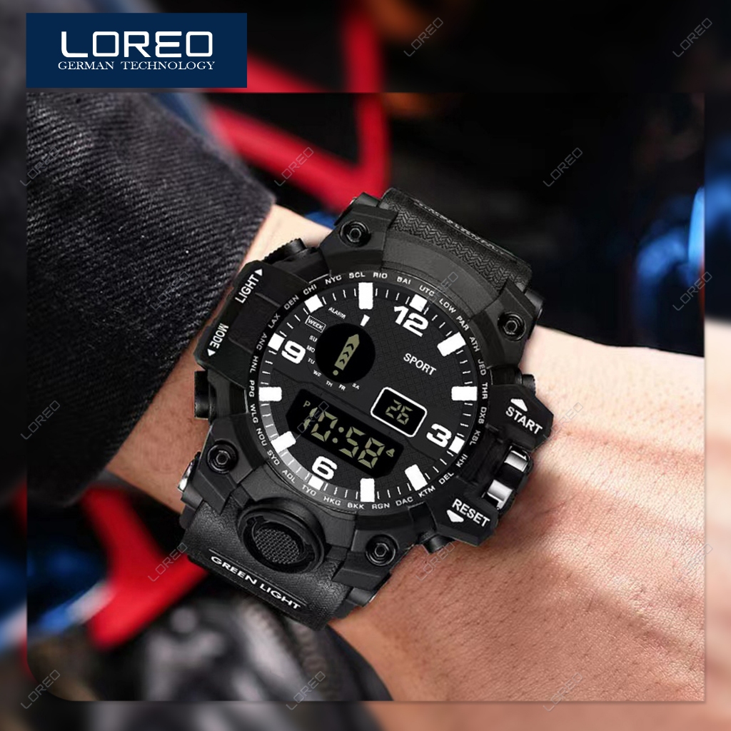 Loreo - Jam Tangan Sport Pria Jam Tangan Digital Watch Multifungsi Strap Rubber