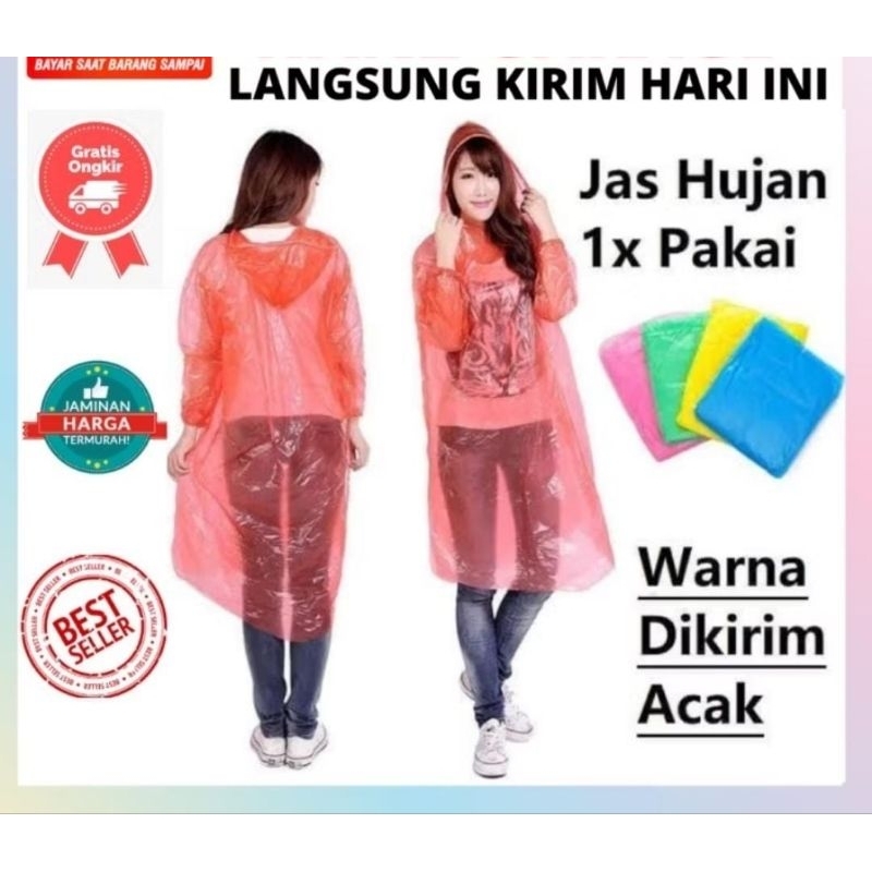 Jas hujan plastik sekali pakai mantel hujan sekali pakai tebal kuat