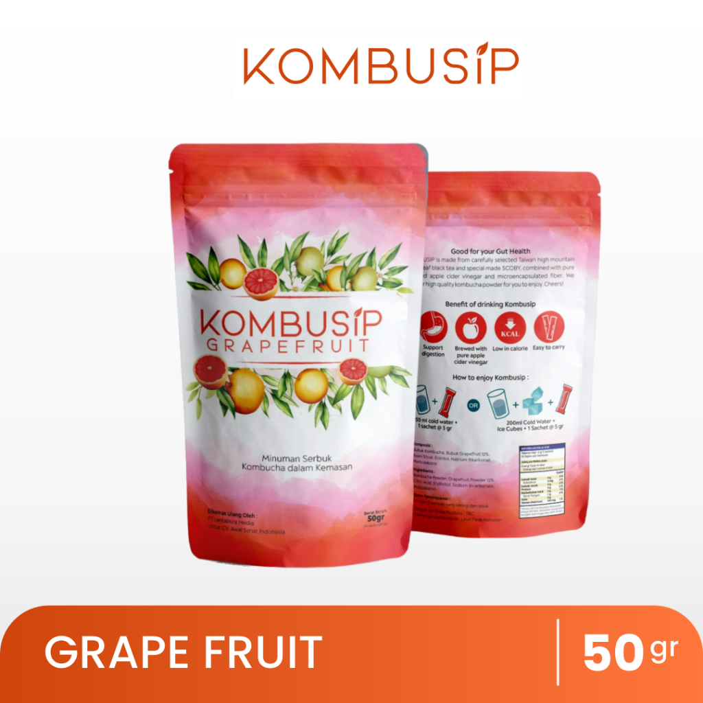 

Kombusip Grapefruit Minuman Teh Serbuk Sehat 1 Pack