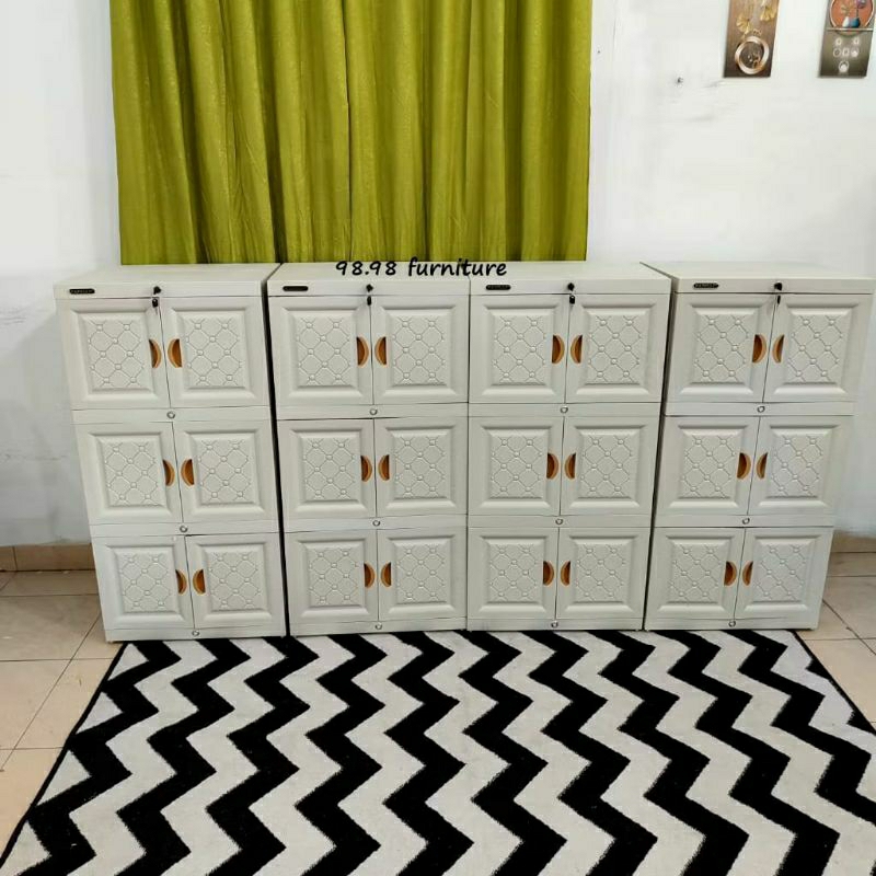 Lemari Plastik Napolly 2 Pintu 3 Tingkat - Lemari Pakaian Anak Kos