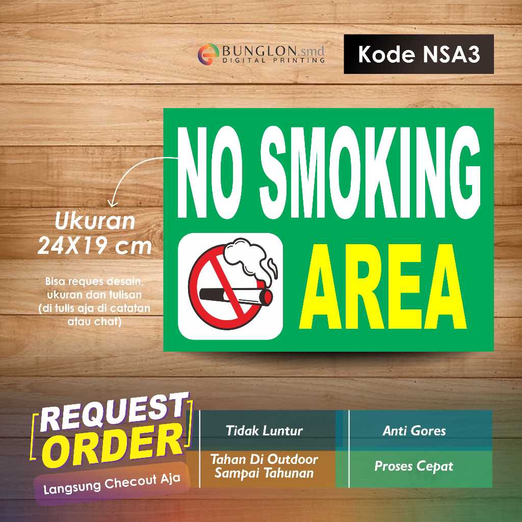 

STIKER NO SMOKING AREA + LAMINASI KODE NSA3 HIJAU