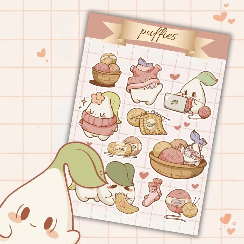 

puffies sticker sheet | waterproof | aesthetic sticker | sticker sheet pack | planner sticker