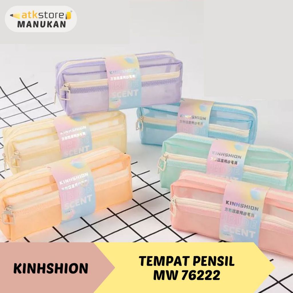

KINHSHION MW76222 Kotak pensil jala versi Korea Pouch Serbaguna Jaring Storage Bag Tempat Pensil Tempat Dokumen
