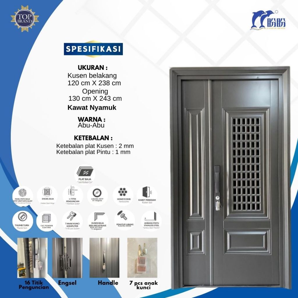PINTU BAJA MOM&SON PANPAN MEWAH TYPE ROYAL SERIES/PINTU RUMAH/PINTU MEWAH/PINTU UTAMA MEWAH