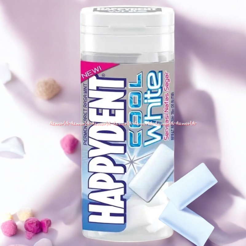 

Happydent Cool White 28gr Permen Karet Botol Rasa Mint Pedas Happy Dent Candy Chewing Gum Candi