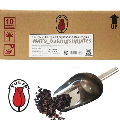 

1 KARTON TULIP DARK CHOCOLATE CHIPS 10 KG/CHOCO CHIPS/TULIP CHIPS/TULIP COKELAT CHIPS