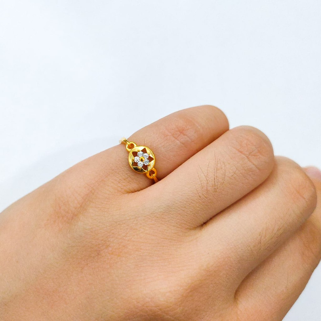 cincin wanita model bulat bunga mini size anak dan dewasa cincin kelingking elegant emas asli