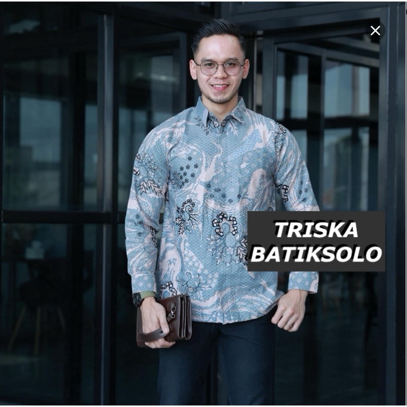 SEGORO ICE BLUE KEMEJA BATIK PRIA HEM BATIK SOLO PREMIUM BATIK ANAK MUDA WARNA BIRU