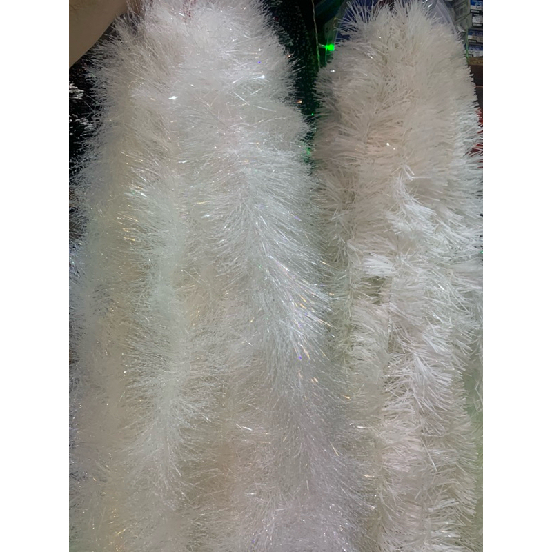 Slinger natal salju putih / rumbai natal snow putih / tinsel natal putih