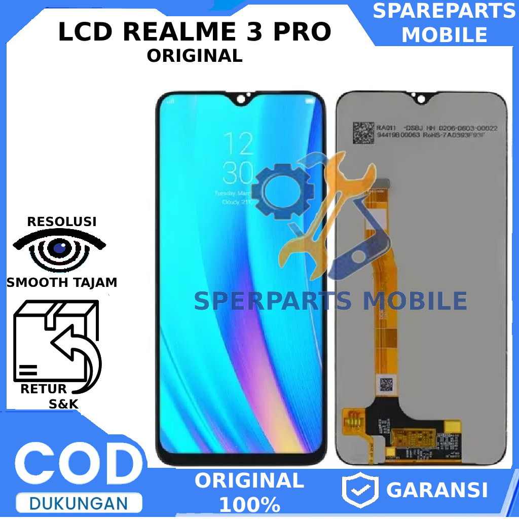 LCD TOUCHSCREEN REALME 3 PRO ORIGINAL GARANSI FREE LEM