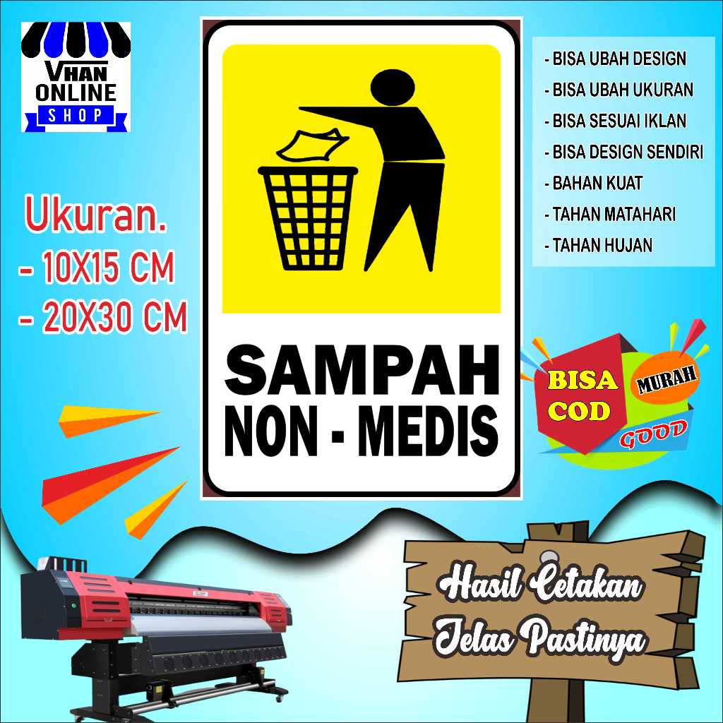 

Cetak Stiker Untuk Sampah Non Medis Keren Kuning
