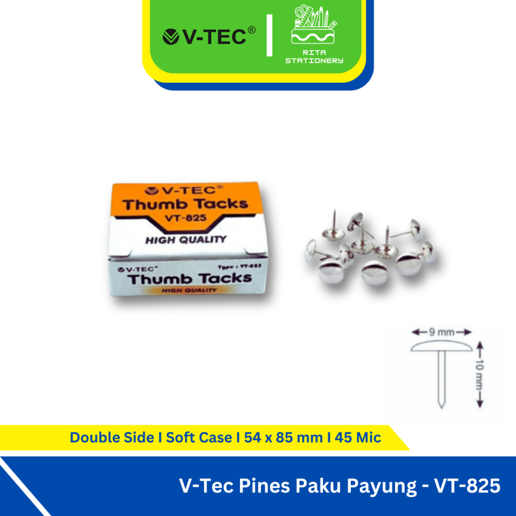 

Paku Payung /Thumb Tacks V-Tec VT-825 kotak besar isi 10