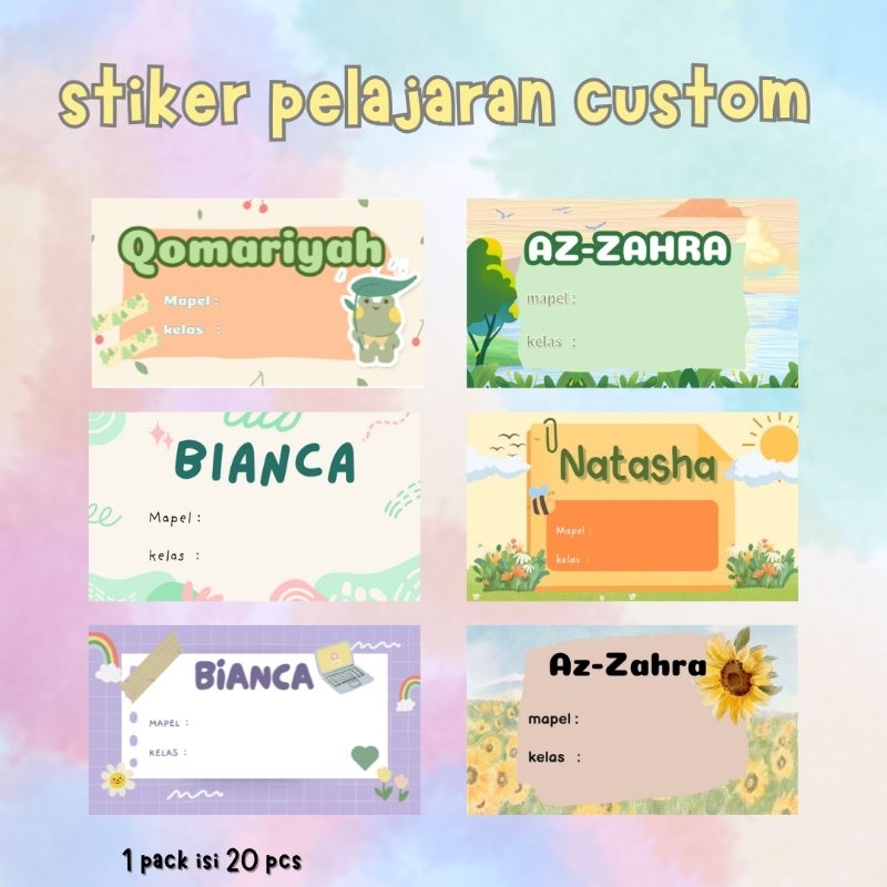 

stiker pelajaran custom/stiker buku/stiker label/stiker anak/stiker cute