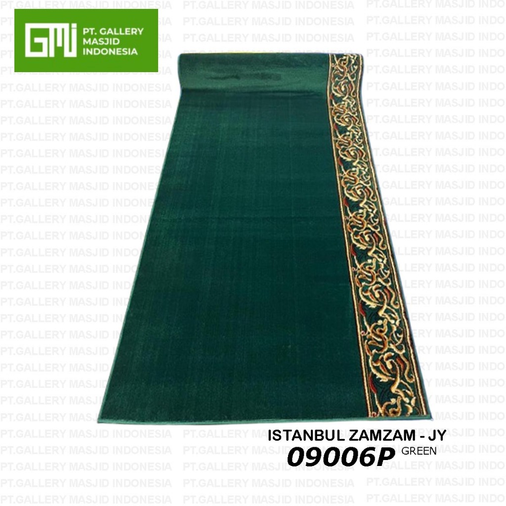 PT. GMI - Karpet Masjid 6 Meter Istanbul Zamzam Polos Warna Hijau / Merah / Karpet Mushola Tebal
