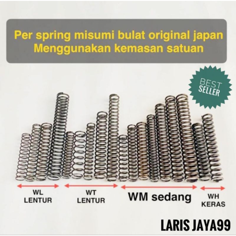 Per Misumi Bulat Hitam - Per Misumi Hitam Bulat - Berbagai Macam Ukuran Per - Pir