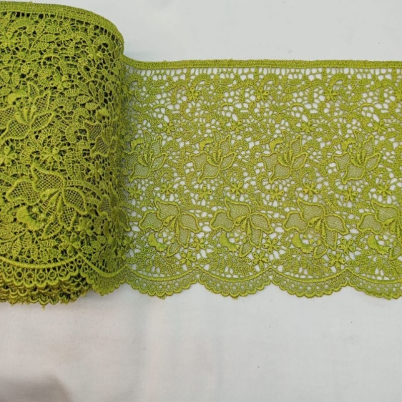 RENDA BORDIR LEBAR / RENDA OKI / RENDA BAJU /RENDA MUKENA (45CM)