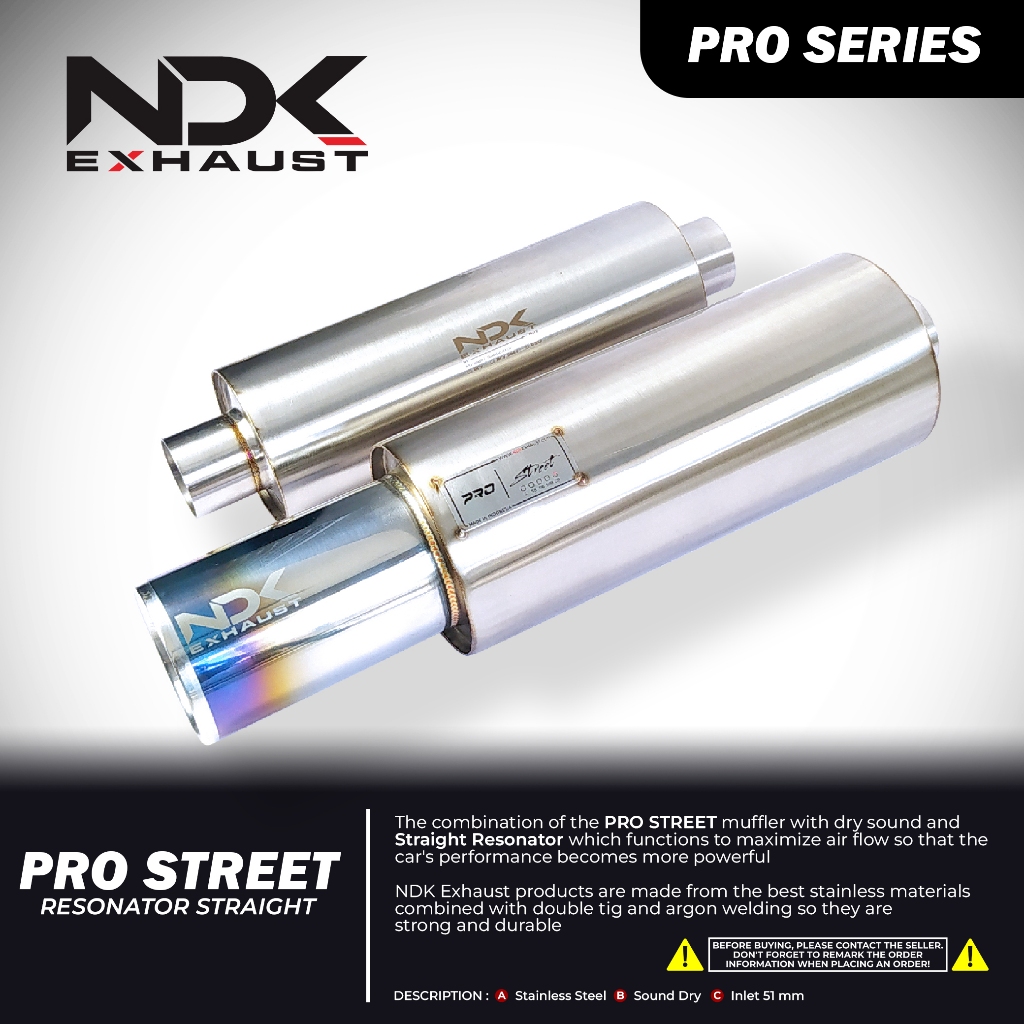 NDK EXHAUST RESONATOR STRAIGHT DAN MUFFLER PRO STREET KNALPOT MOBIL RACING