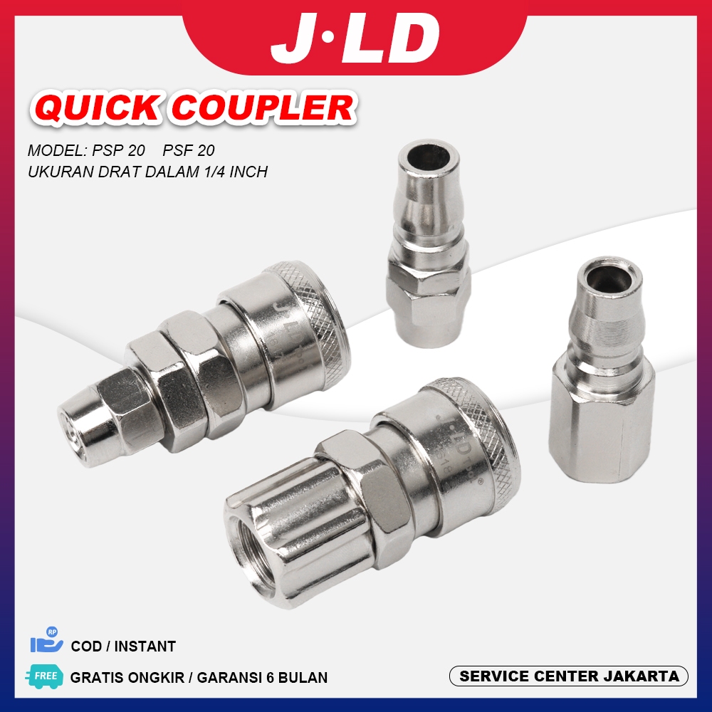 JLD Quick Coupler Connector Angin Kompresor Universal Drat 1/4 Inch Drat Sambungan Selang Angin