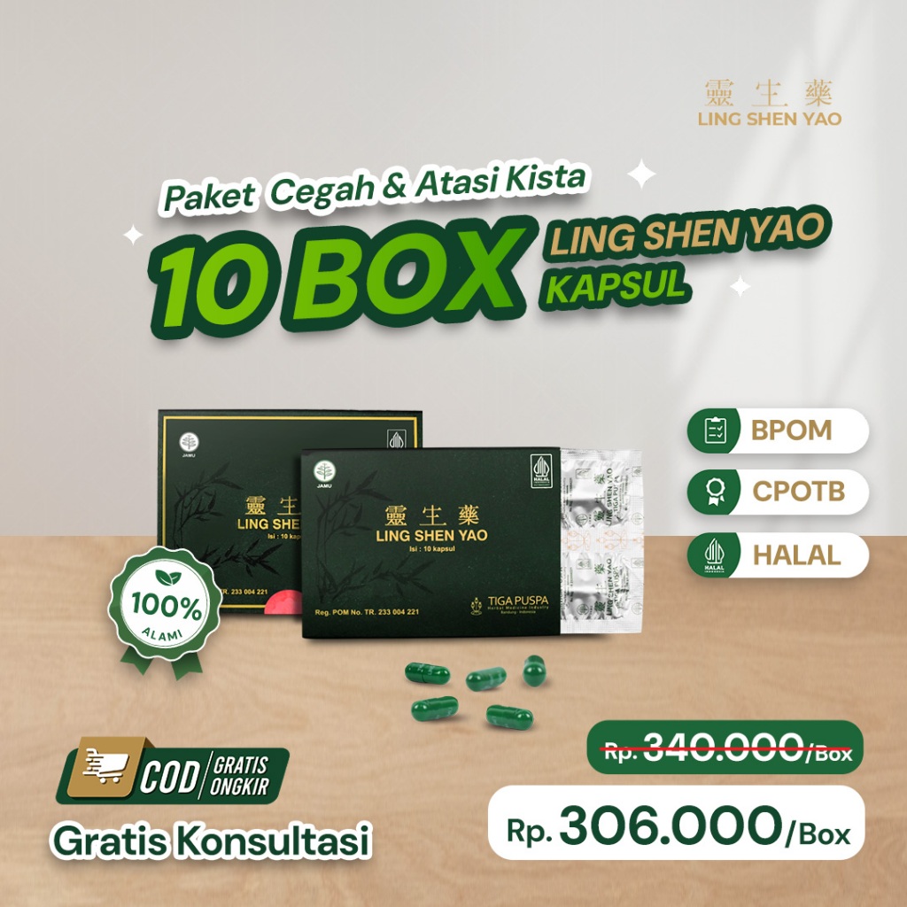 

Diskon up to 10% LING SHEN YAO Kapsul - Herbal Alami bantu Cegah & Atasi Kista, Miom