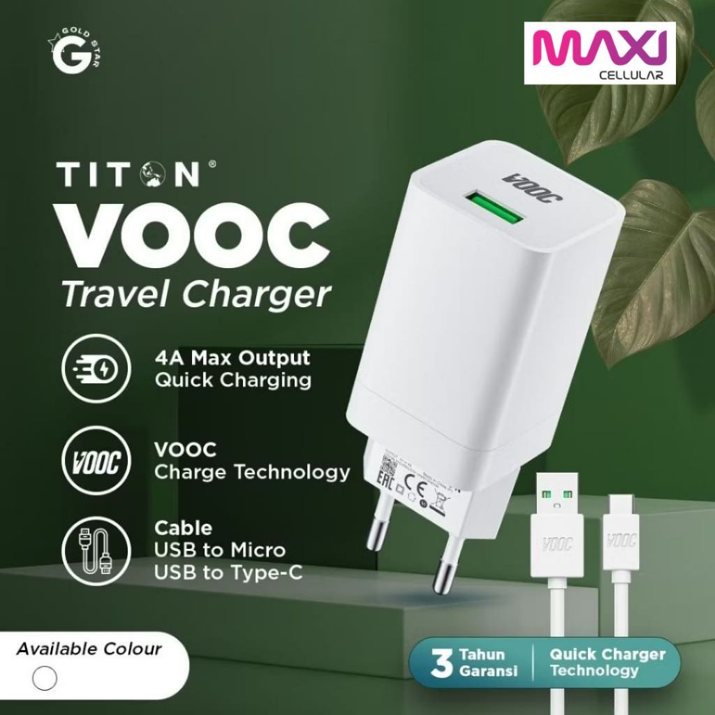 Titon Charger Oppo VOOC 4A Fast Charging Include Kabel Micro Type C