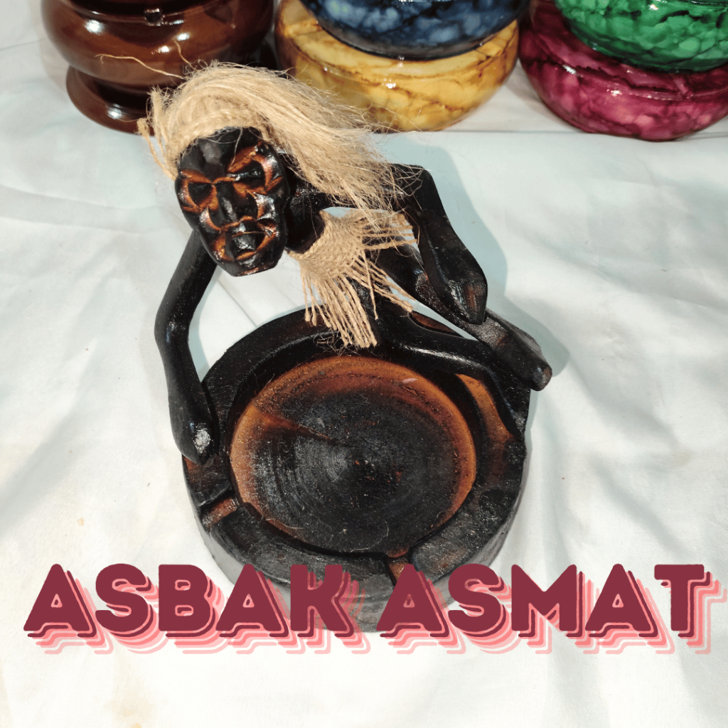 ASBAK ASMAT BAHAN KAYU, ASBAK KARAKTER ASMAT UNIK BESAR