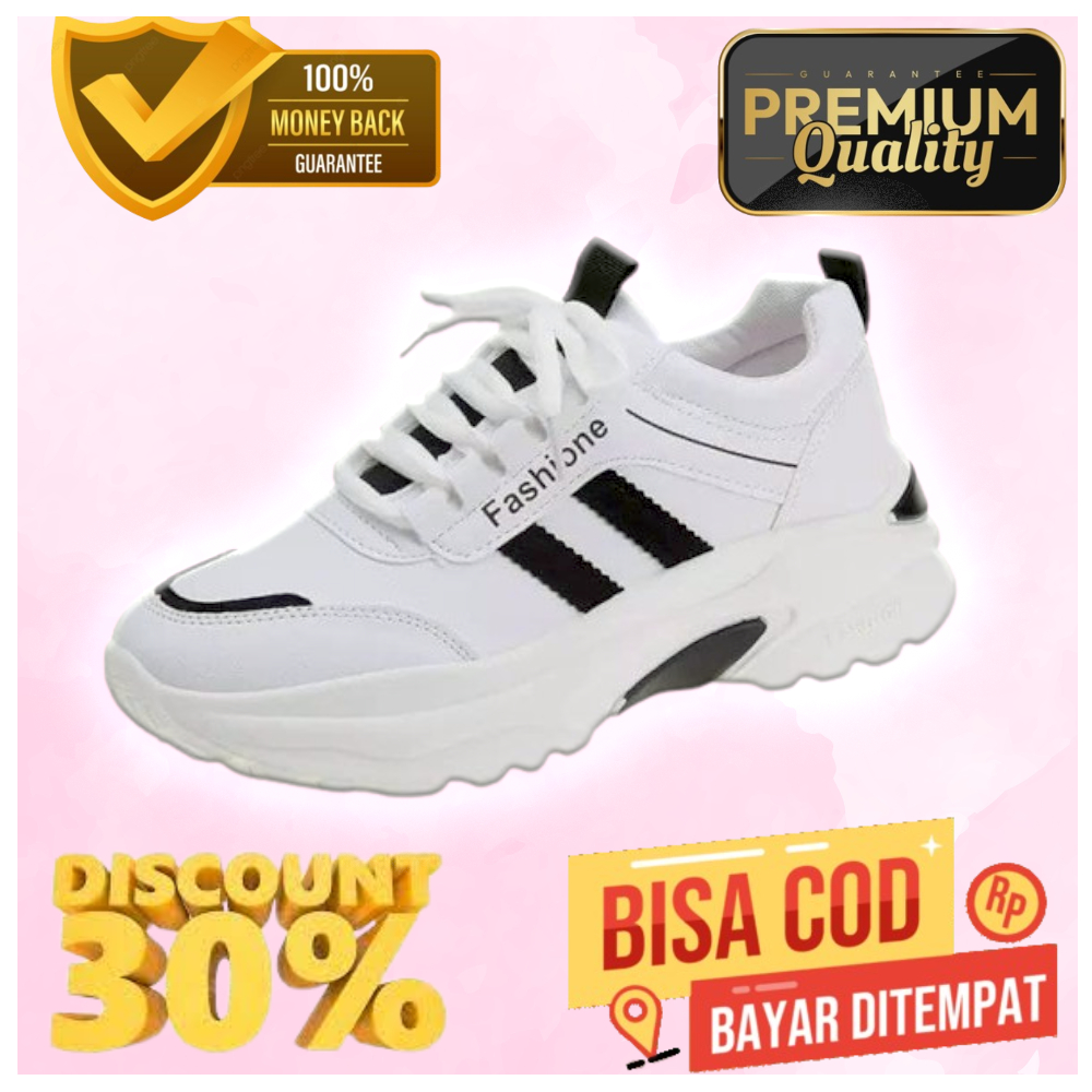 Sepatu 4 Sneakers Kets Flat Shoes Wanita Cewek Putih Korean Style Murah Simple dan Kekinian