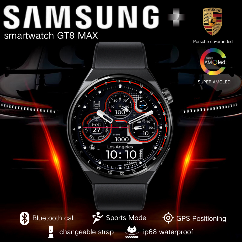 【100％✅Original】Samsung-smartWatch GT8/GT4 Porsche version amoled jam tangan Pria Wanita Full Touch S