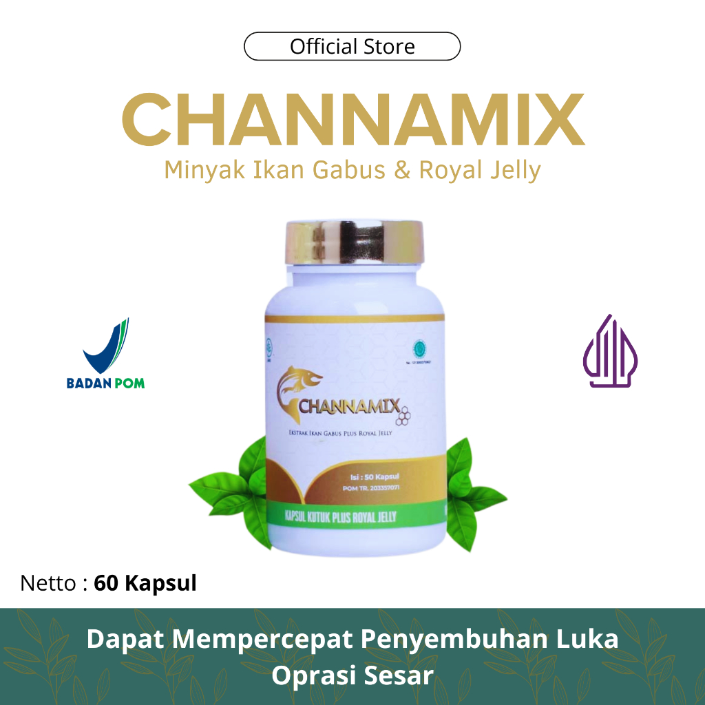 Kapsul Channamix Sari Kutuk Ekstrak Ikan Gabus Royal Jelly Mempercepat Penyembuhan Luka Pasca Operas