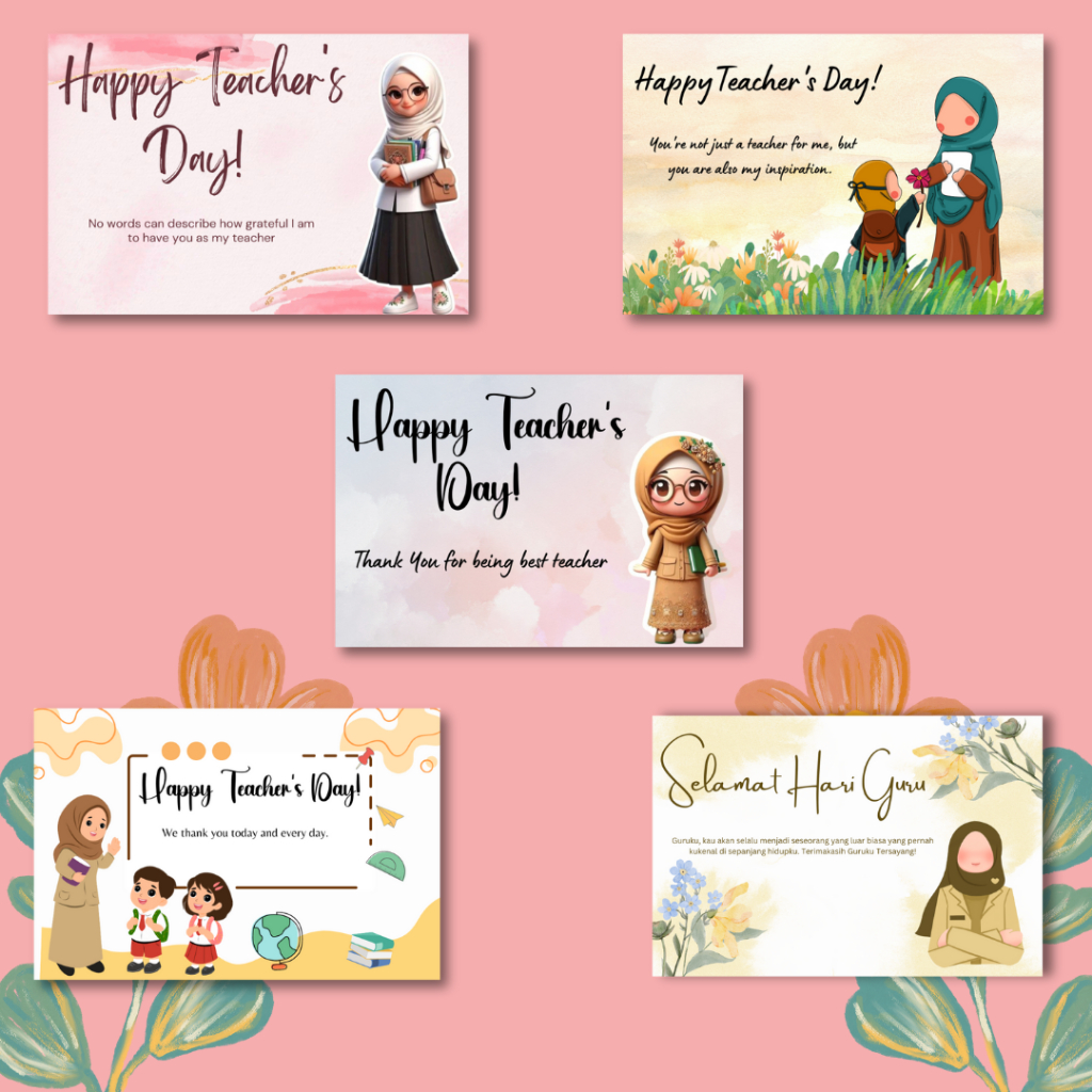 5 lembar Greeting Card Hari Guru / Teacher Day / Topper Guru