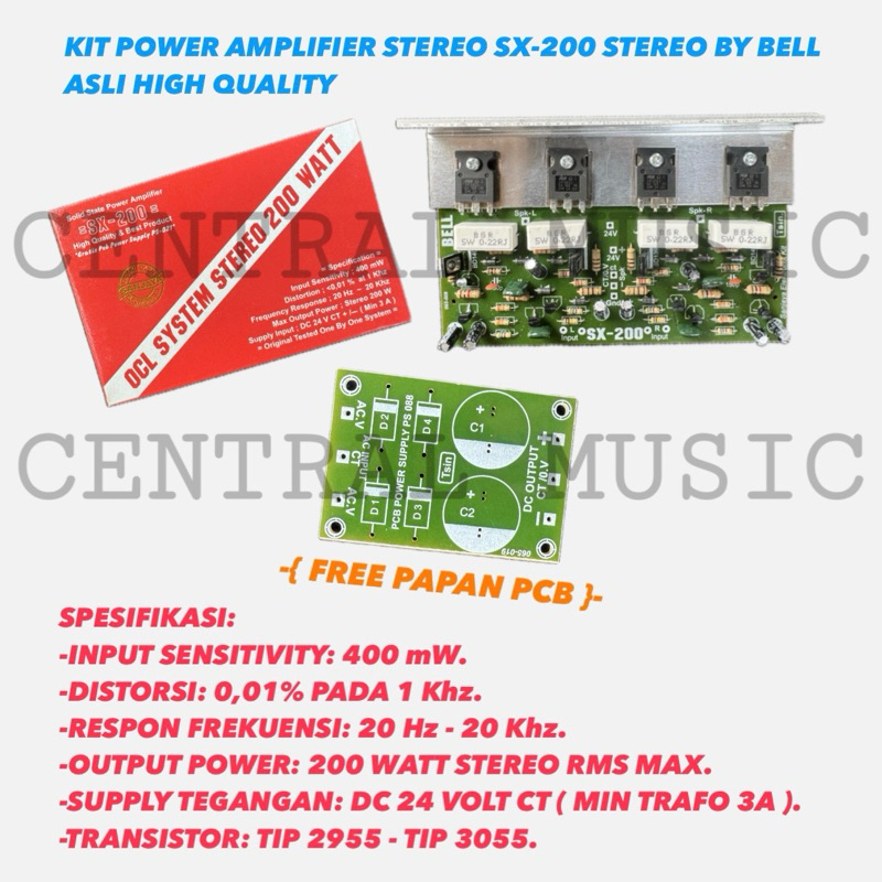 KIT POWER AMPLIFIER STEREO SX-200 STEREO BY BELL ASLI HIGH QUALITY