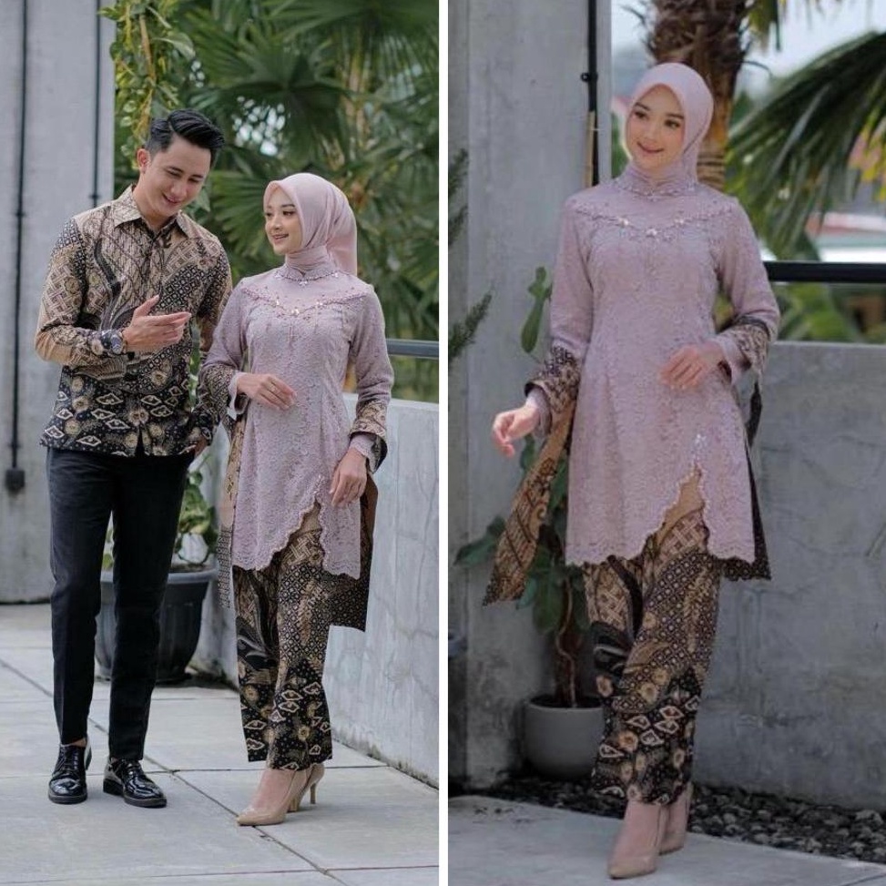 KODE P36H Kebaya kirana Couple Modern Wisuda Lamaran Tunangan Baju Kebaya Batik Couple Kebaya Brokat