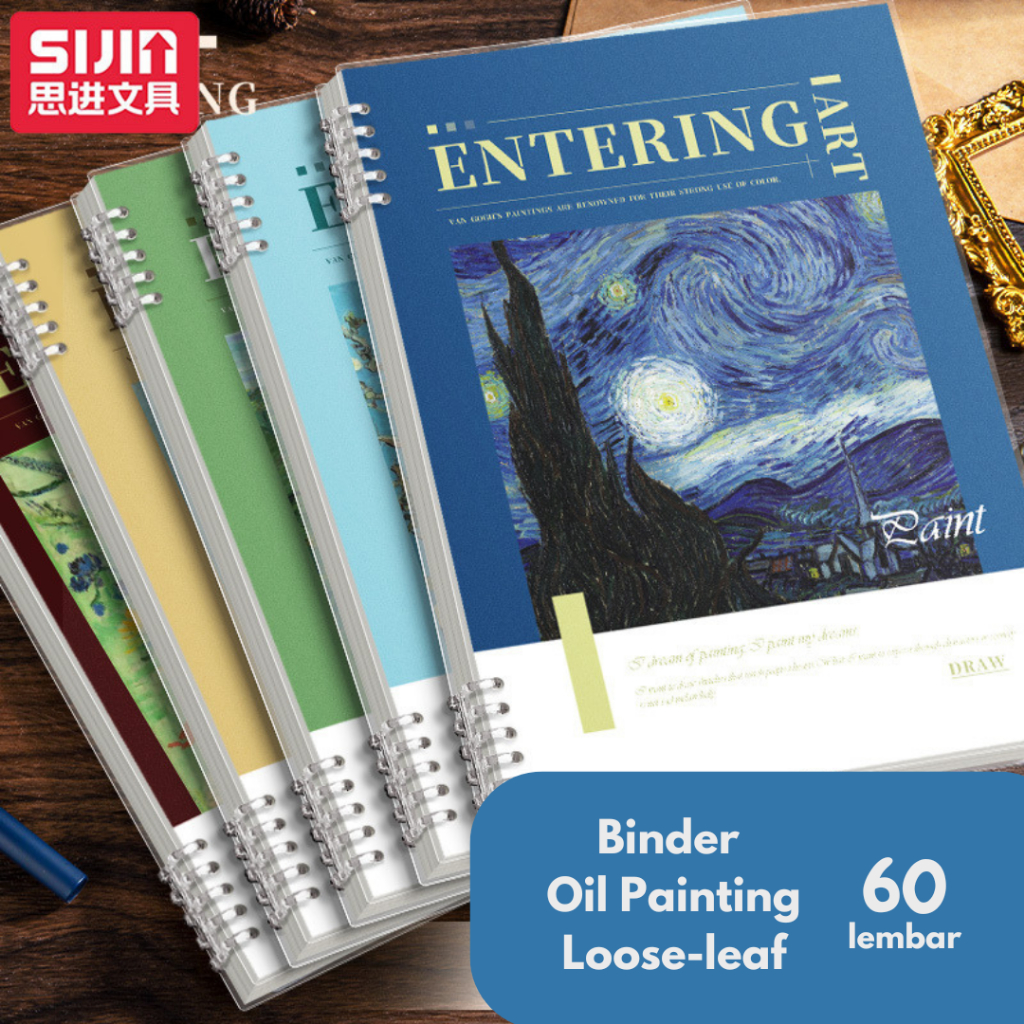 

DAY7 Buku catatan binder pastel pemandangan oil painting soft biru pink transparan B5 dengan 60 lembar halaman / notebook loose leaf lucu, bagus, simpel, dan murah