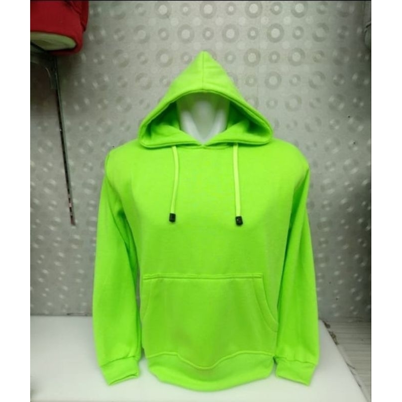 Sweater Hoodie Original Polos Warna Hijau Stabilo Unisex Pria dan Wanita M-XXL