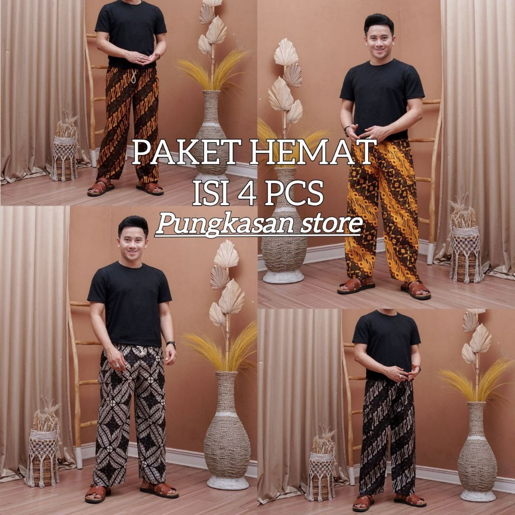 Paket Celana Batik Pria Kolor Jumbo Boim Betawi Pinggang Karet Katun Tebal Premium