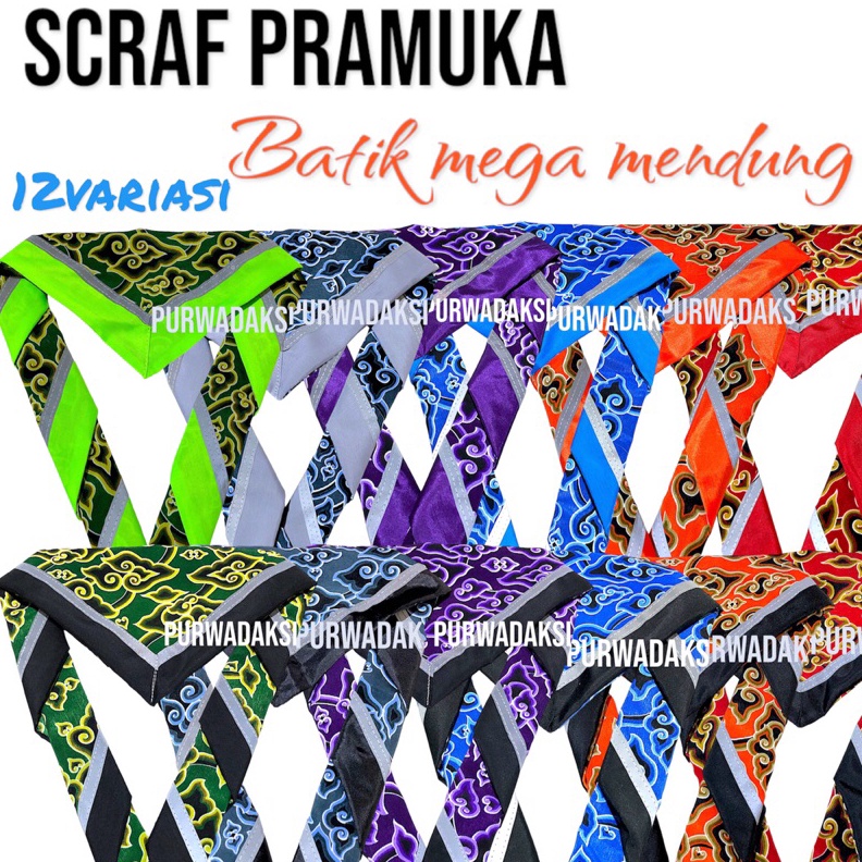 TERMURAH Scraft Pramuka Batik Mega Mendung scarf Menyala skraf Scout Nyala Scraft Pramuka Batik Mega